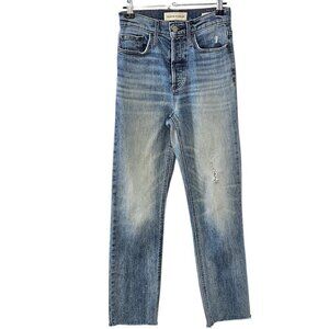 Denim Forum Womens The Arlo High Rise Straight Jeans, Button Fly, Size 25